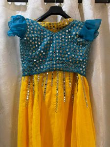 Stunning Yellow & Teal Lehenga Choli Set