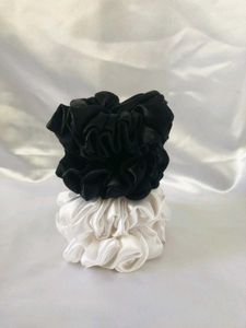 Black &amp; White Satin Scrunchie Set