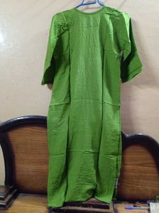 Elegant Olive Green Embroidered Kurti &amp; Pant