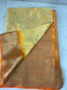New Embroidery With Zari Border Organza Saree
