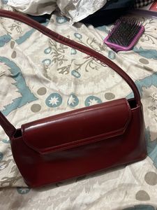 Chic Burgundy Patent Bow Clutch