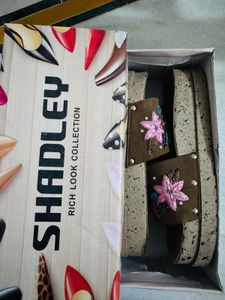 Wedged Embellished Slide Sandals