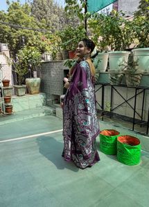 Elegant Purple Silk Saree with Intricate Design