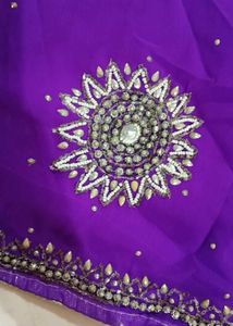 Beautiful Purple Saree with Embellishments