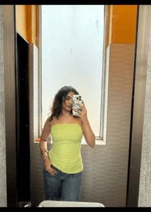 Green Ruched Strapless Tube Top from SAVANA