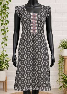 Stylish Grey Diamond Print Kurta