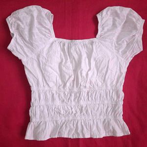 White Milkmaid Puff Sleeves Top