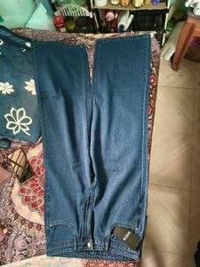 Blue Wide Leg Denim Jeans