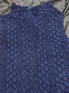 blue glittery embellished blouse/crop top (30-32)