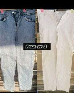 Pack of 2 Jeans and White Pants