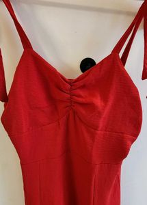 Red Slit Tie Dress in Size M