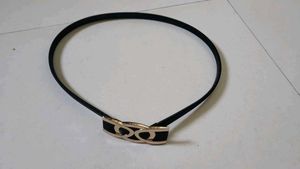 Elegant Black Belt with Gold Buckle