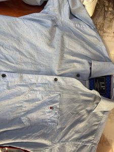 Men's Blue Printed Full Sleeve Shirt