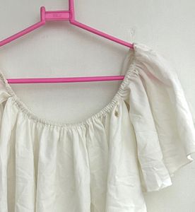 Berrylush White Bardot Top | Size Xs