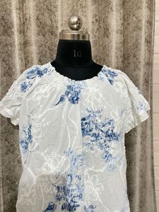White Floral Embroidered Top
