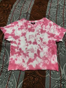 Pink Tie-Dye Cropped T-Shirt