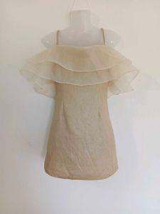 Sparkly Ruffle Cold Shoulder Dress