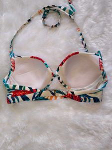 Tropical Floral Print Bikini Top