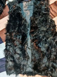 Black Faux Fur Vest