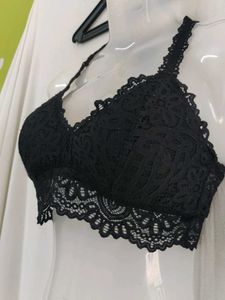 auden Black Lace Halter Bra