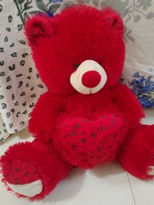 Cute Red Teddy Bear with Heart