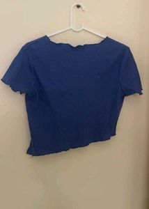 Blue "Attitude 22" Cropped T-Shirt