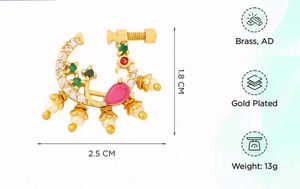 Elegant Gold Nath with Stones &amp; Pearls