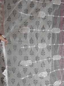 White Net Dupatta With Embroidery