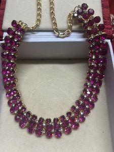 Elegant Magenta &amp; Crystal Necklace