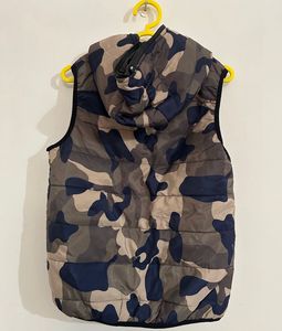 Camouflage Puffer Vest with Hood