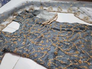 Grey Silk Net suit