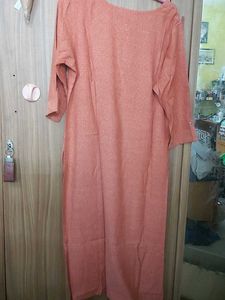 Orange Textured Kurta