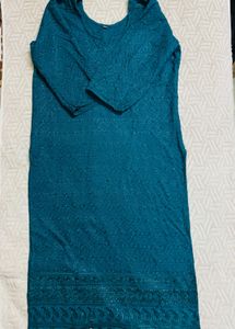 Teal Textured Kurta