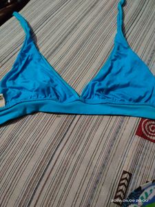 Blue Halter Bikini Top