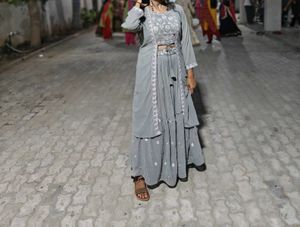 Classy Grey Lehenga Choli With Shrug