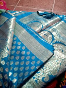 Elegant Turquoise Banarasi Saree