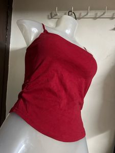Red Spaghetti Strap Crop Top
