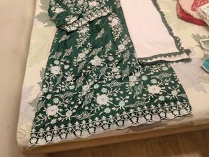 Green Chikankari Girl Ethnic Wear