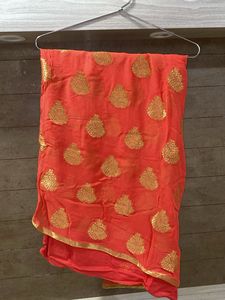 Orange Silk Saree With Blouse