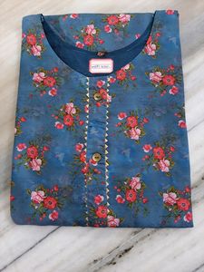 Blue Color Heavy Muslin Kurti