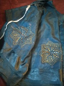 Dark Ash colour Shimmer border saree