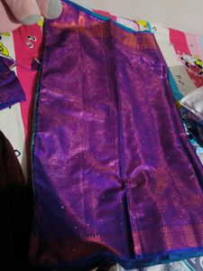 New Silk copper saree with stitched blouse  upto 4