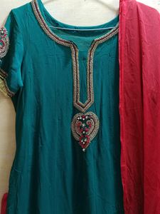 Women's A-line Frock Suit salwar Dupatta