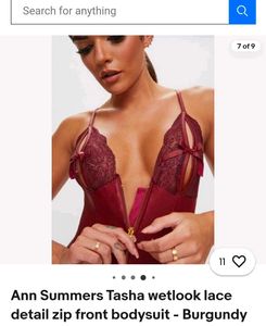 Ann Summers Burgundy leather Bodysuit