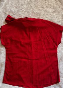 Modest Red V-Neck Top