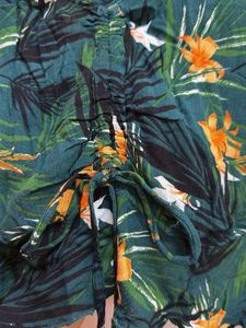 Green Floral Ruched Crop Top