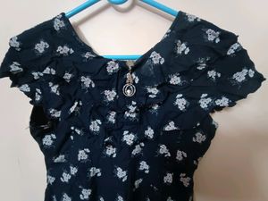 Frilly Navy Blue Frock For 7-8 Yo Girl