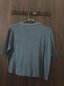 V-Neck Button-Up Short-Sleeve Cardigan