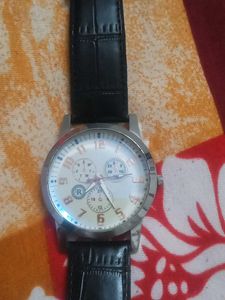 Stylish Black Leather Watch