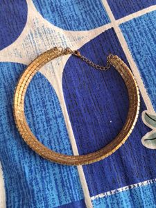 Gold Colour,  3 Layered, Choker Necklace With Whit